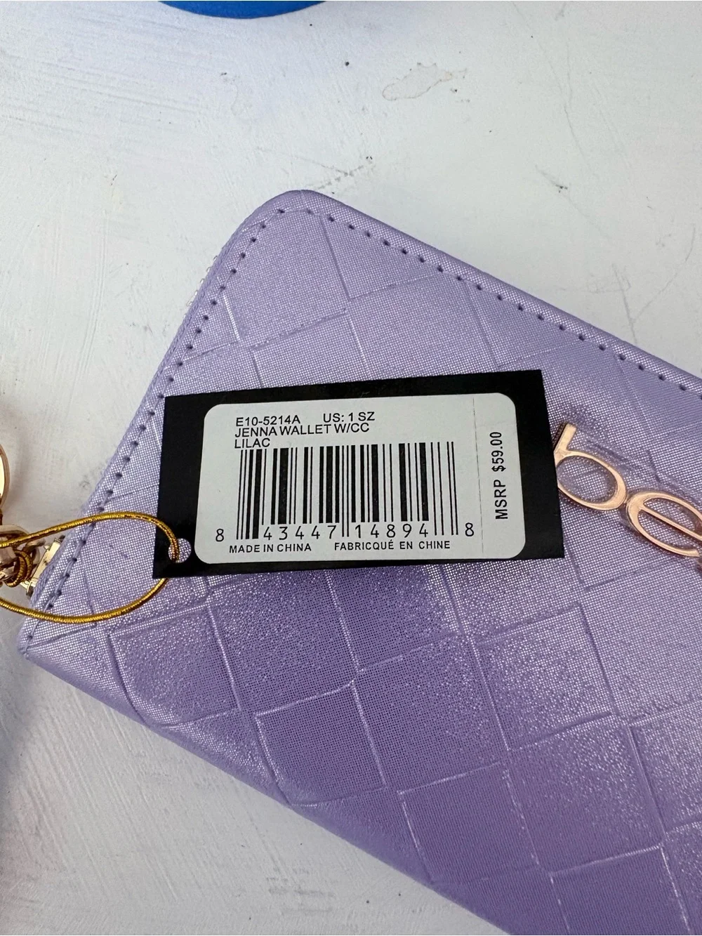 💜 bebe Lilac Quilted Zip Wallet with Card Holder NWT